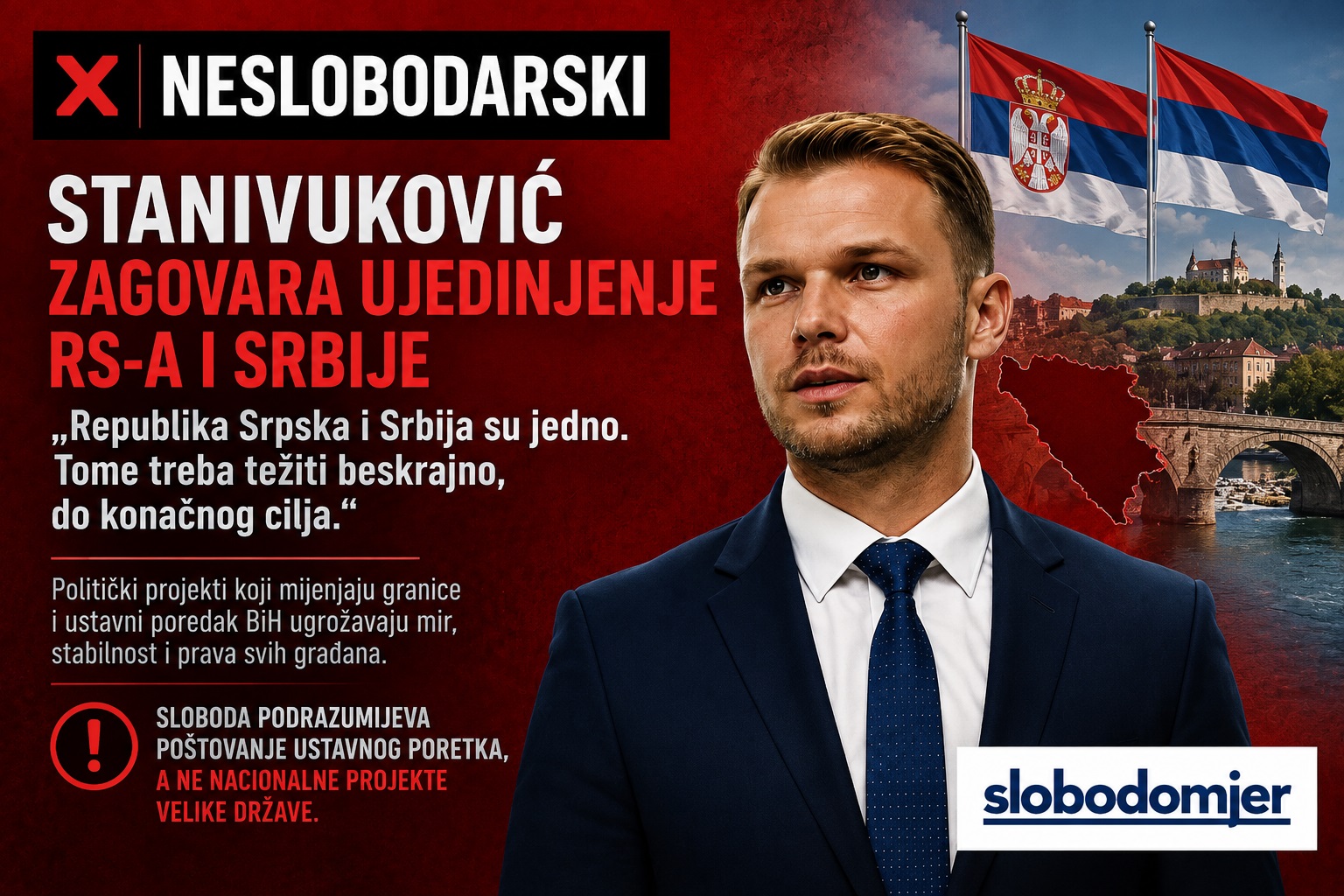 Stanivuković zagovara ujedinjenje RS-a i Srbije: „Tome treba težiti beskrajno, do konačnog cilja“