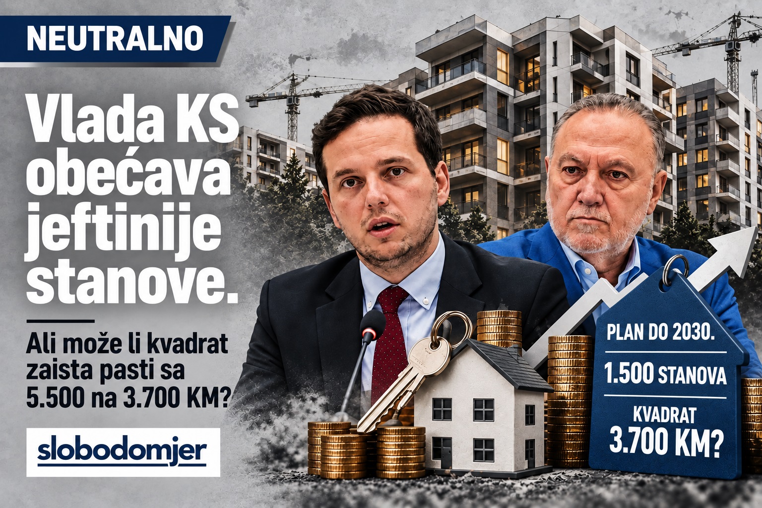 Vlada KS obećava jeftinije stanove: Može li kvadrat zaista pasti sa 5.500 na 3.700 KM?